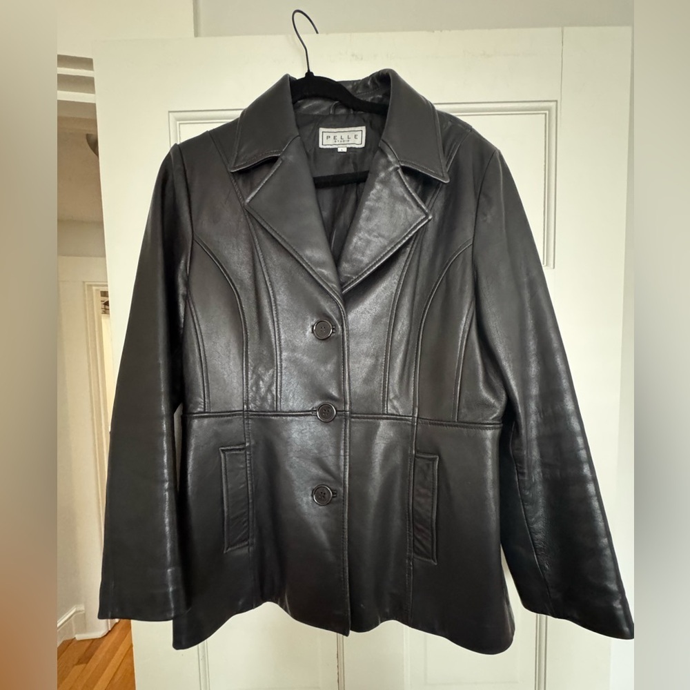 Vintage Pelle 90’s Style Black Leather jacket